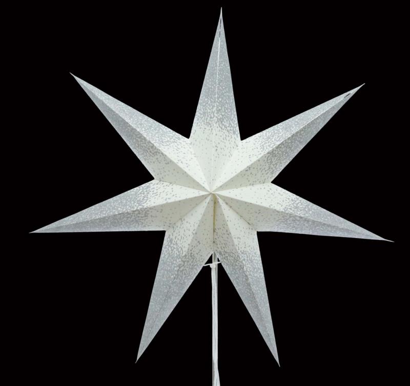 Meteor Silbercrash weiß  - Faltbarer Leuchtstern, Weihnachtsstern aus Papier mit 7 Zacken, 60 cm